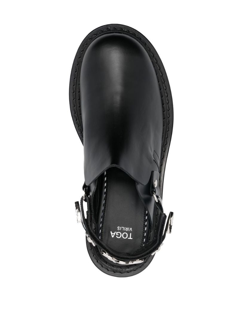 Black Platform Leather Mules