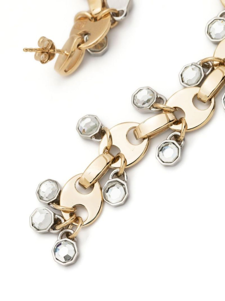 Gold-tone Chain Crystal Drop Earrings