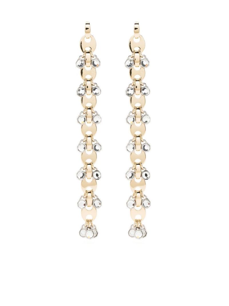 Gold-tone Chain Crystal Drop Earrings