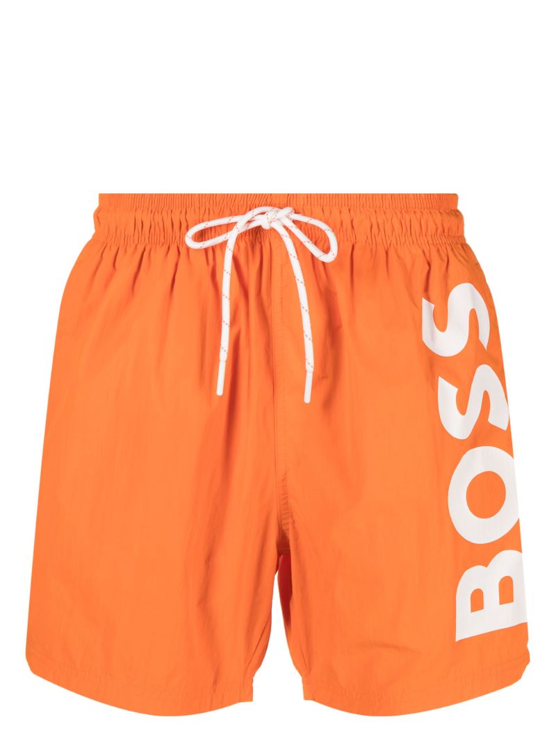 Orange Octopus Logo-print Swim Shorts