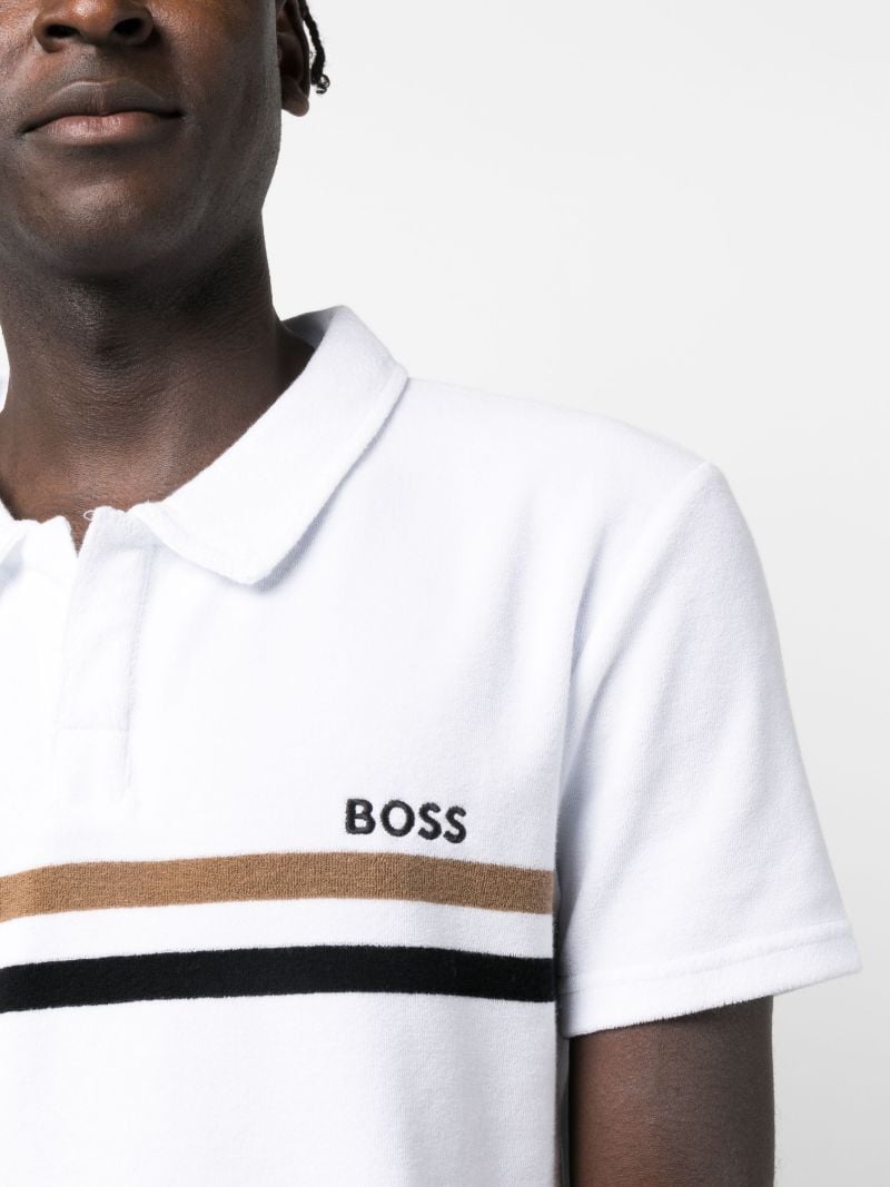 White Logo Print Polo Shirt