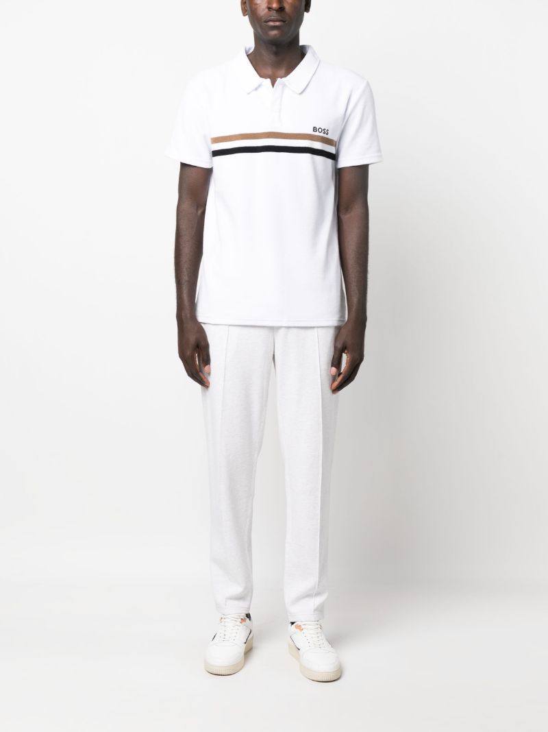 White Logo Print Polo Shirt