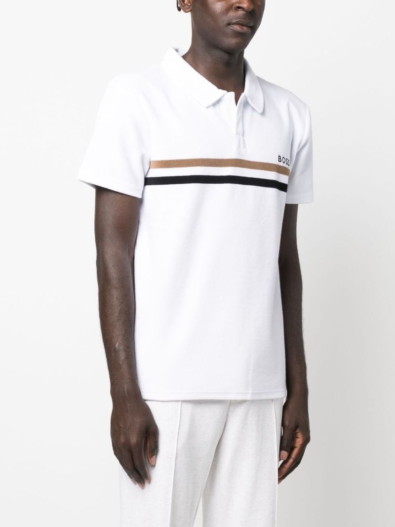 White Logo Print Polo Shirt