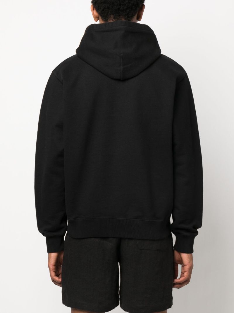 Black Logo Embroidered Organic Cotton Hoodie