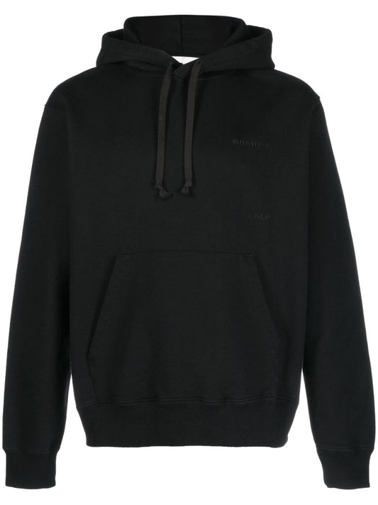 Black Logo Embroidered Organic Cotton Hoodie