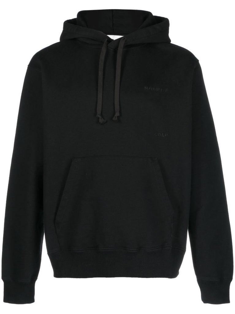 Black Logo Embroidered Organic Cotton Hoodie