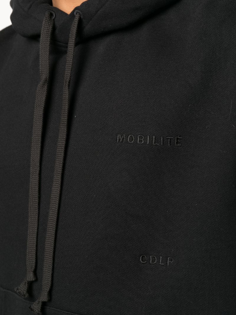 Black Logo Embroidered Organic Cotton Hoodie