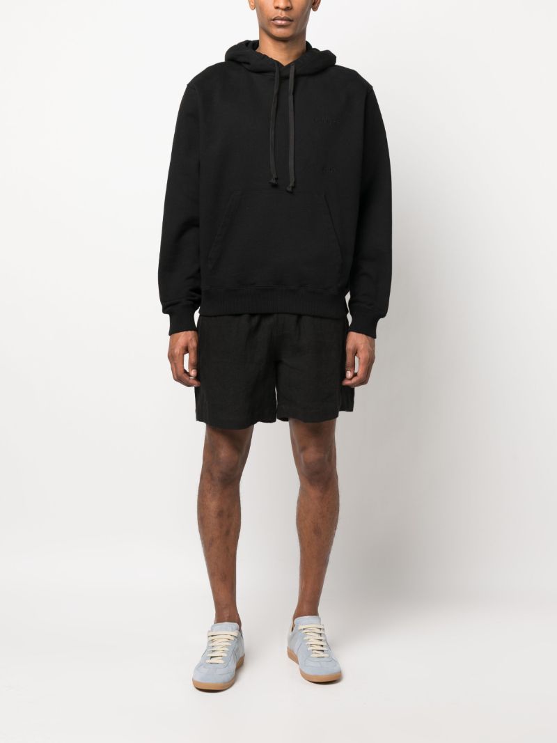 Black Logo Embroidered Organic Cotton Hoodie