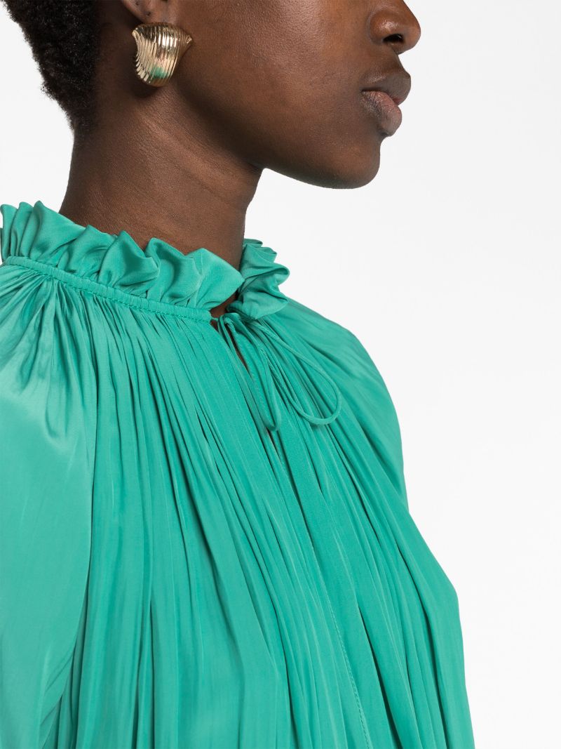 Green Pleated Ruffled Mini Dress