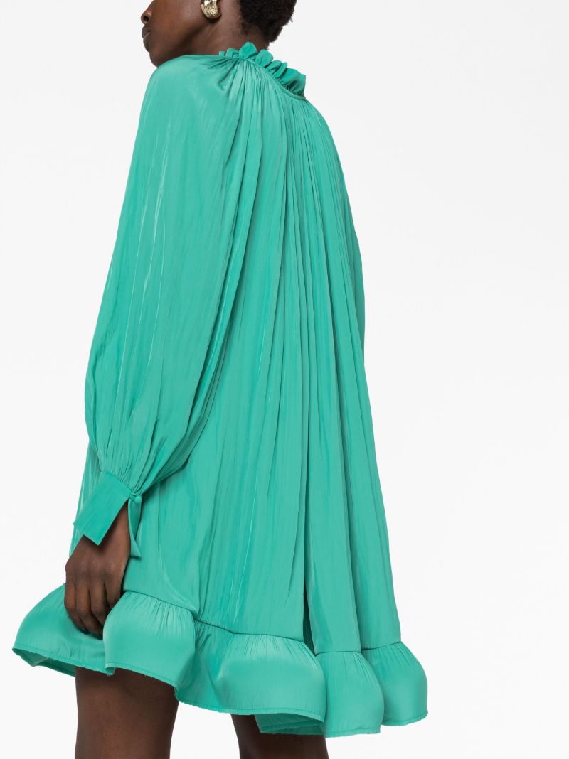 Green Pleated Ruffled Mini Dress