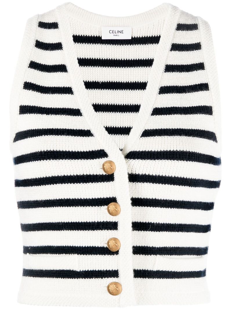 Cream MariniÃ_x0083_Â¨re Striped Knitted Vest