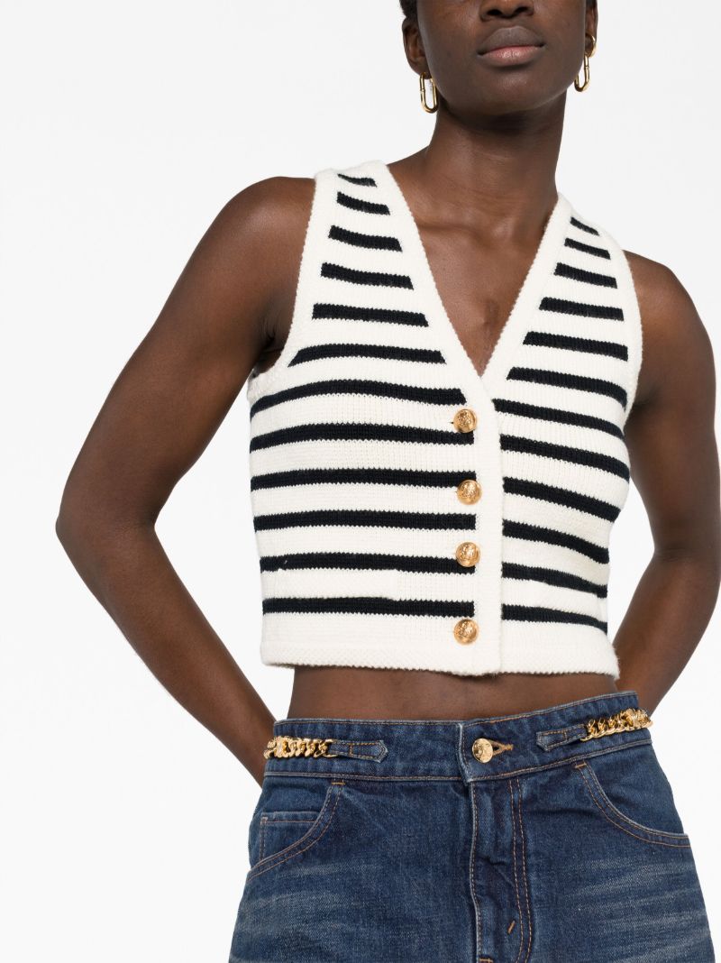 Cream MariniÃ_x0083_Â¨re Striped Knitted Vest