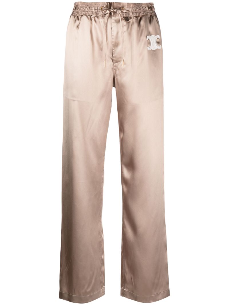 Gold-tone Logo-patch Satin Track Pants