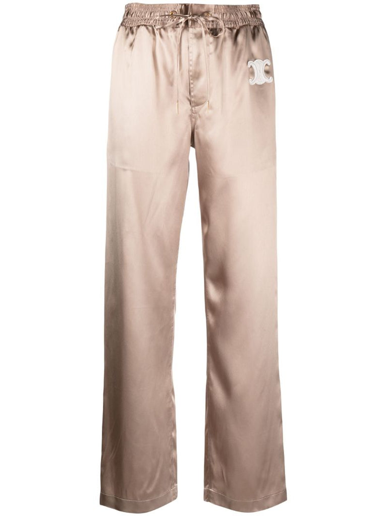 Gold-tone Logo-patch Satin Track Pants