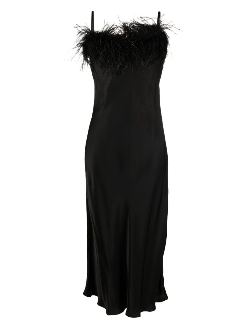 Black Boheme Feather-trim Dress