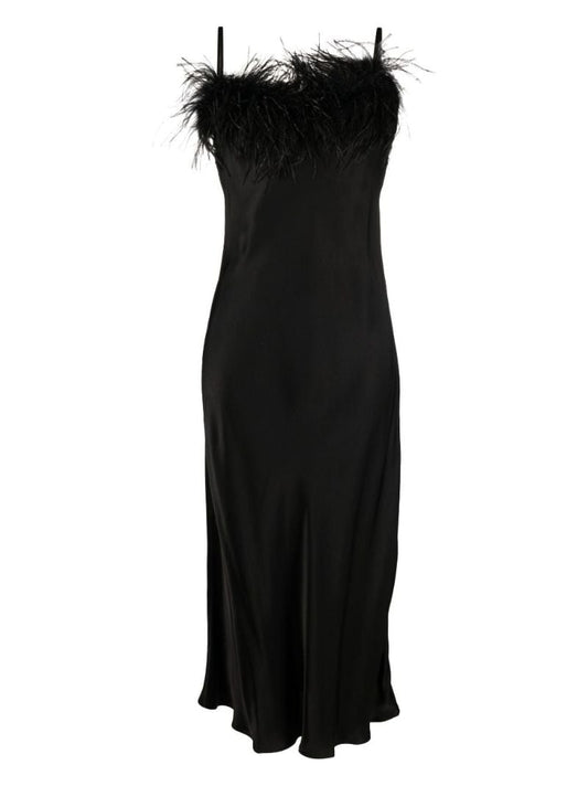 Black Boheme Feather-trim Dress