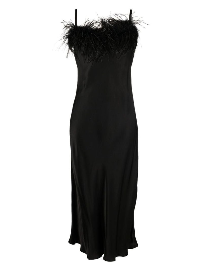Black Boheme Feather-trim Dress