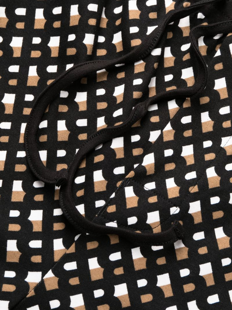 Black Monogram Printed Cotton Pyjamas