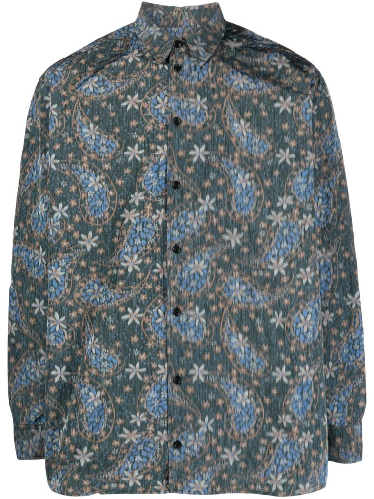 Blue Damon Paisley Print Shirt