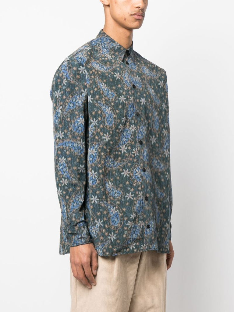 Blue Damon Paisley Print Shirt