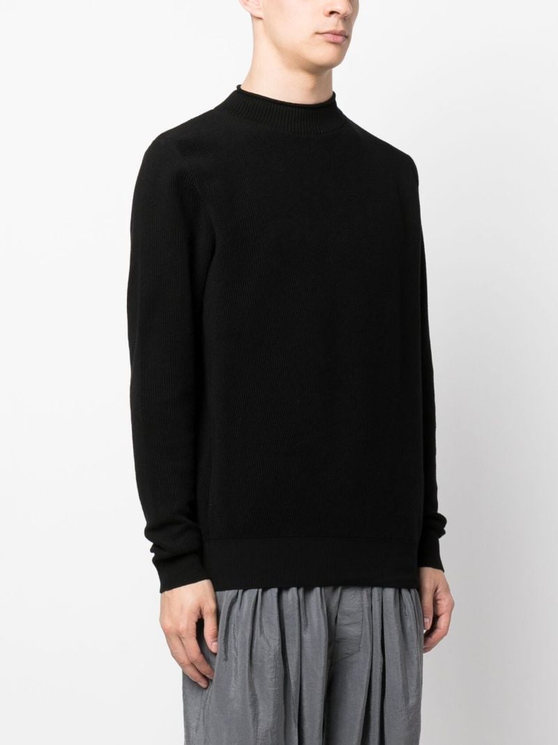 Black Ribbed Long-sleve Sweater