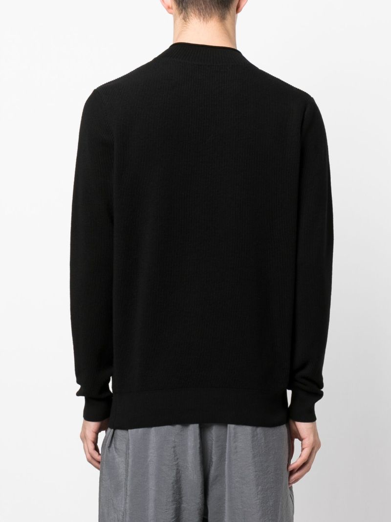 Black Ribbed Long-sleve Sweater