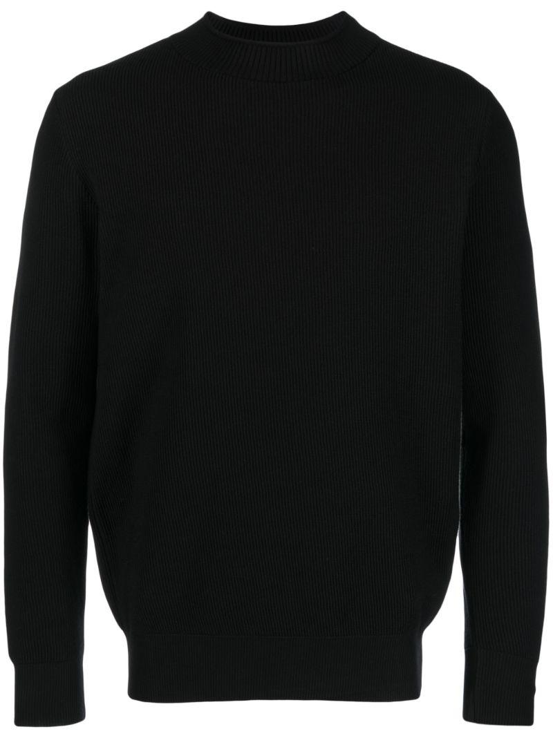 Black Ribbed Long-sleve Sweater