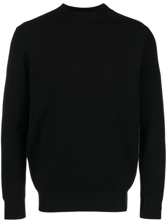 Black Ribbed Long-sleve Sweater