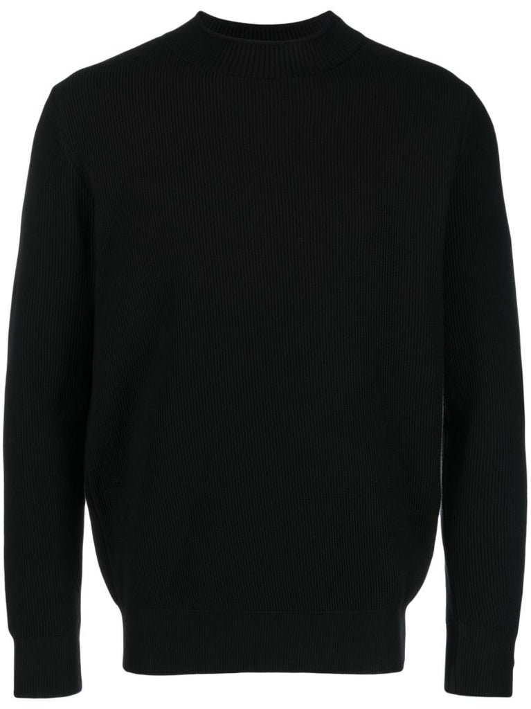 Black Ribbed Long-sleve Sweater
