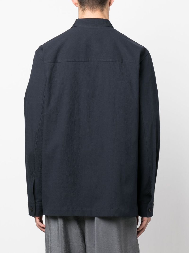 Navy Textured Long-sleeve Shirt