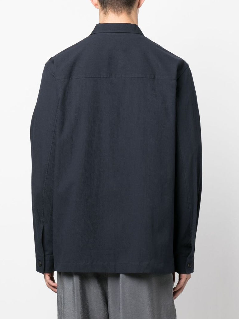 Navy Textured Long-sleeve Shirt