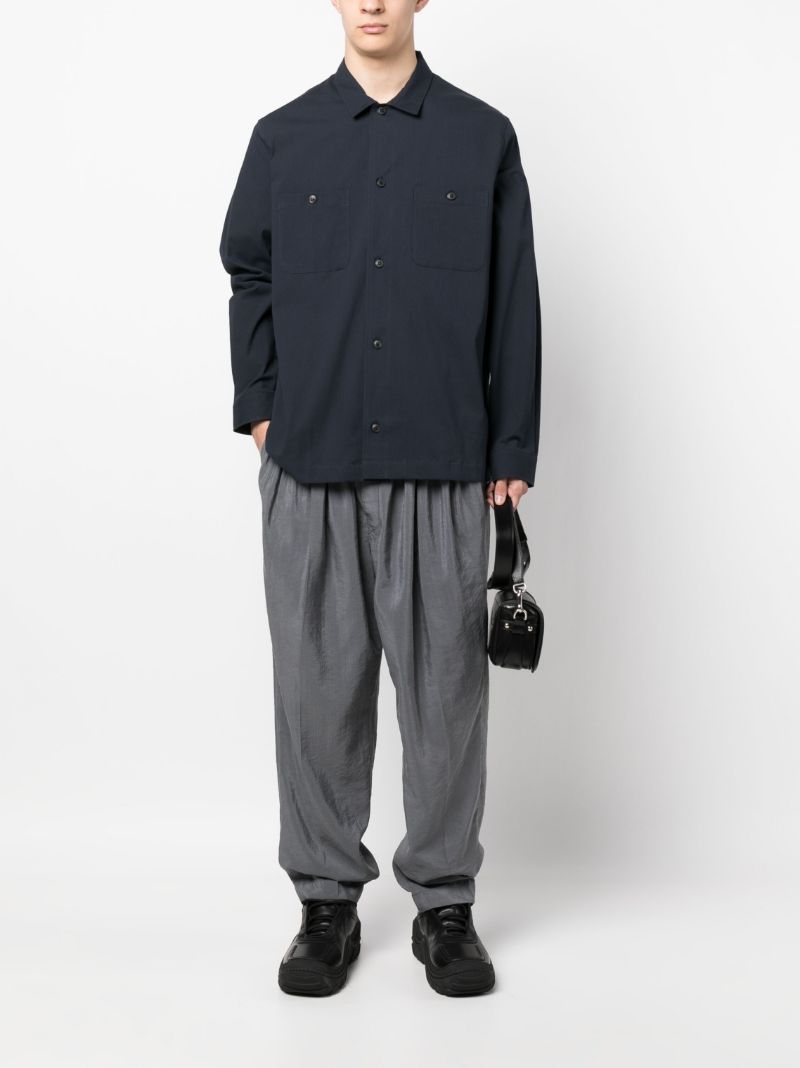 Navy Textured Long-sleeve Shirt