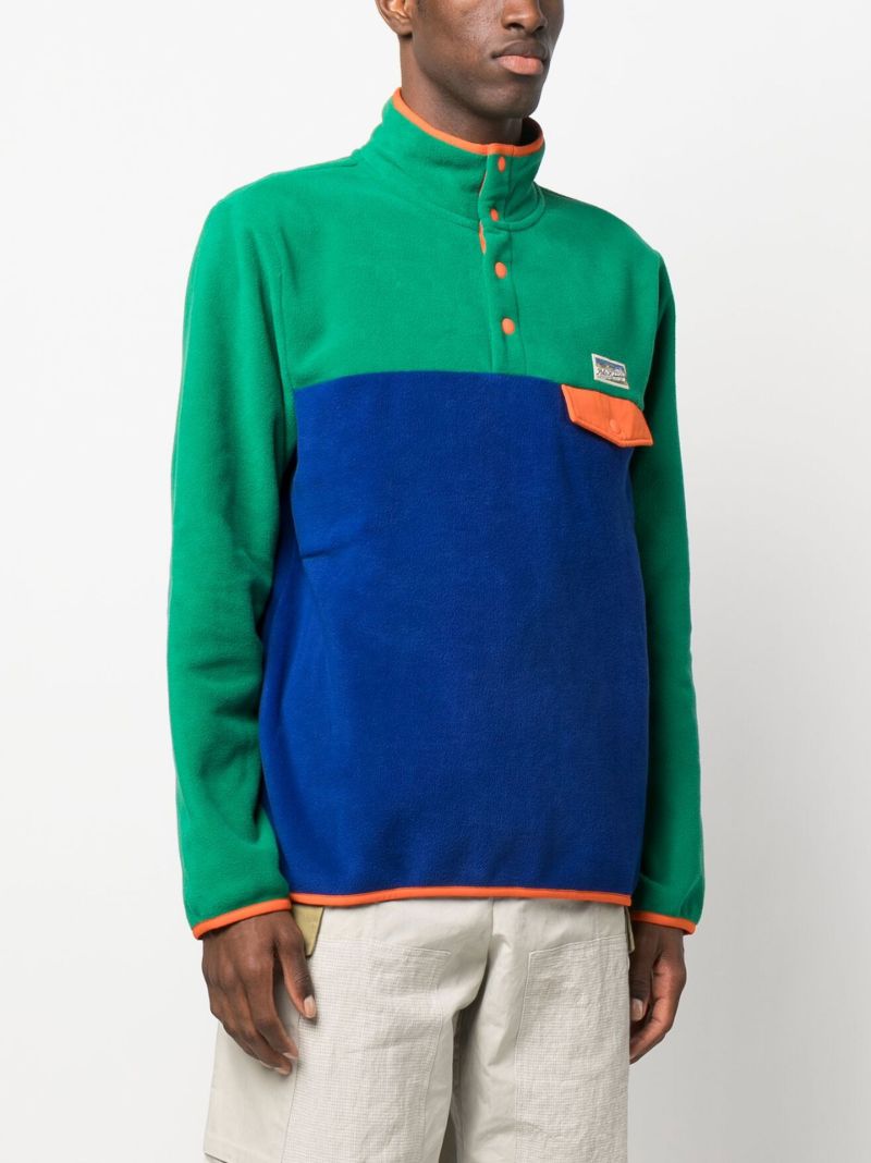 Green Colourblock Fleece Sweatshirt