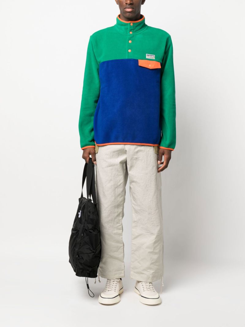 Green Colourblock Fleece Sweatshirt