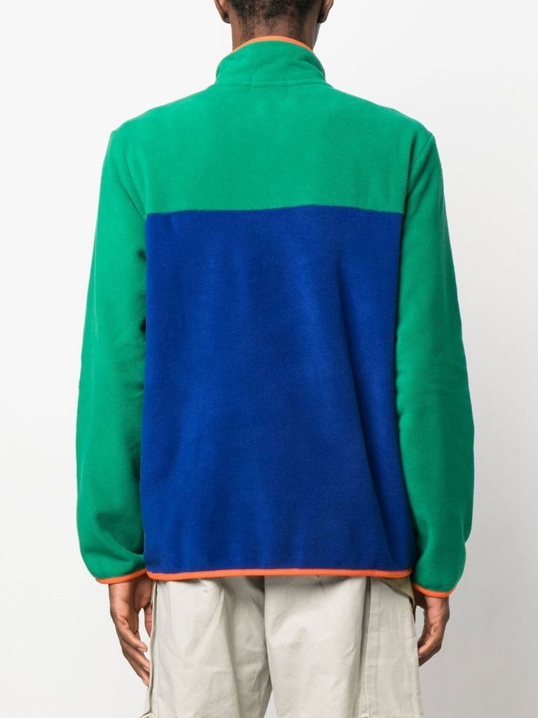 Green Colourblock Fleece Sweatshirt