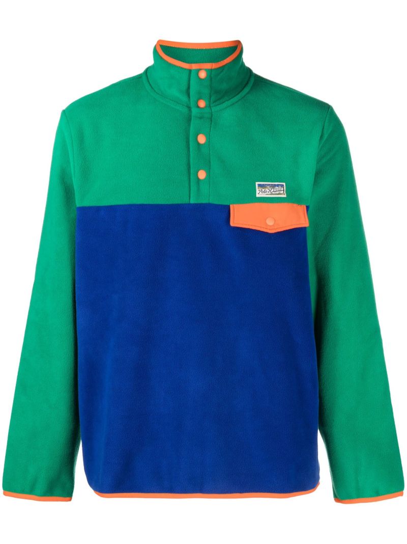 Green Colourblock Fleece Sweatshirt