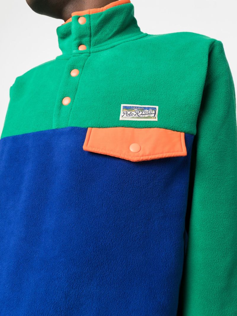 Green Colourblock Fleece Sweatshirt
