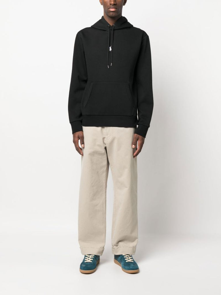 Black Polo Pony Drawstring Hoodie