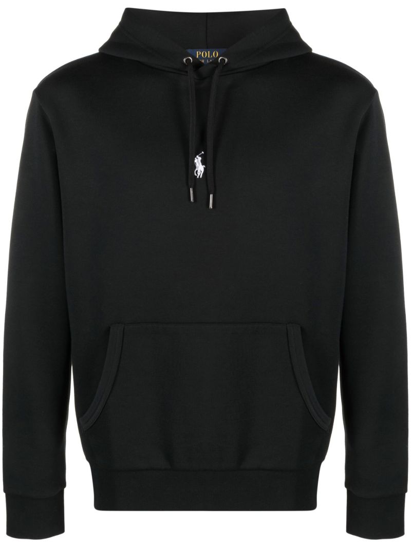 Black Polo Pony Drawstring Hoodie