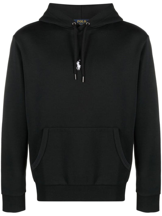 Black Polo Pony Drawstring Hoodie