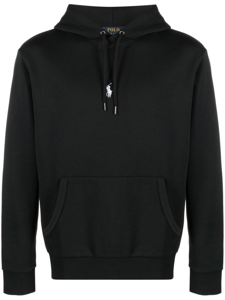 Black Polo Pony Drawstring Hoodie