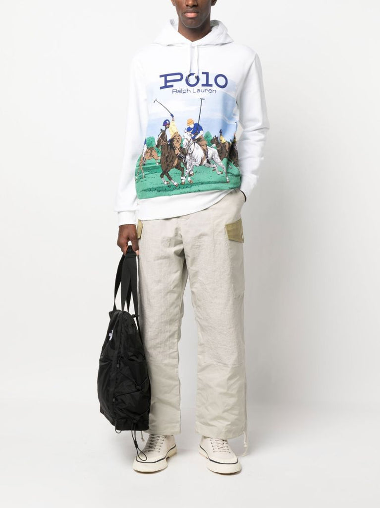 White Polo Match Fleece Hoodie