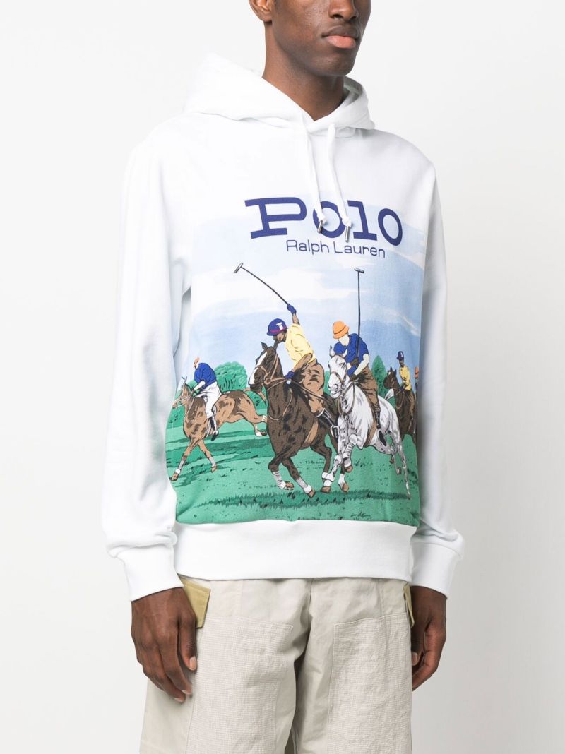 White Polo Match Fleece Hoodie