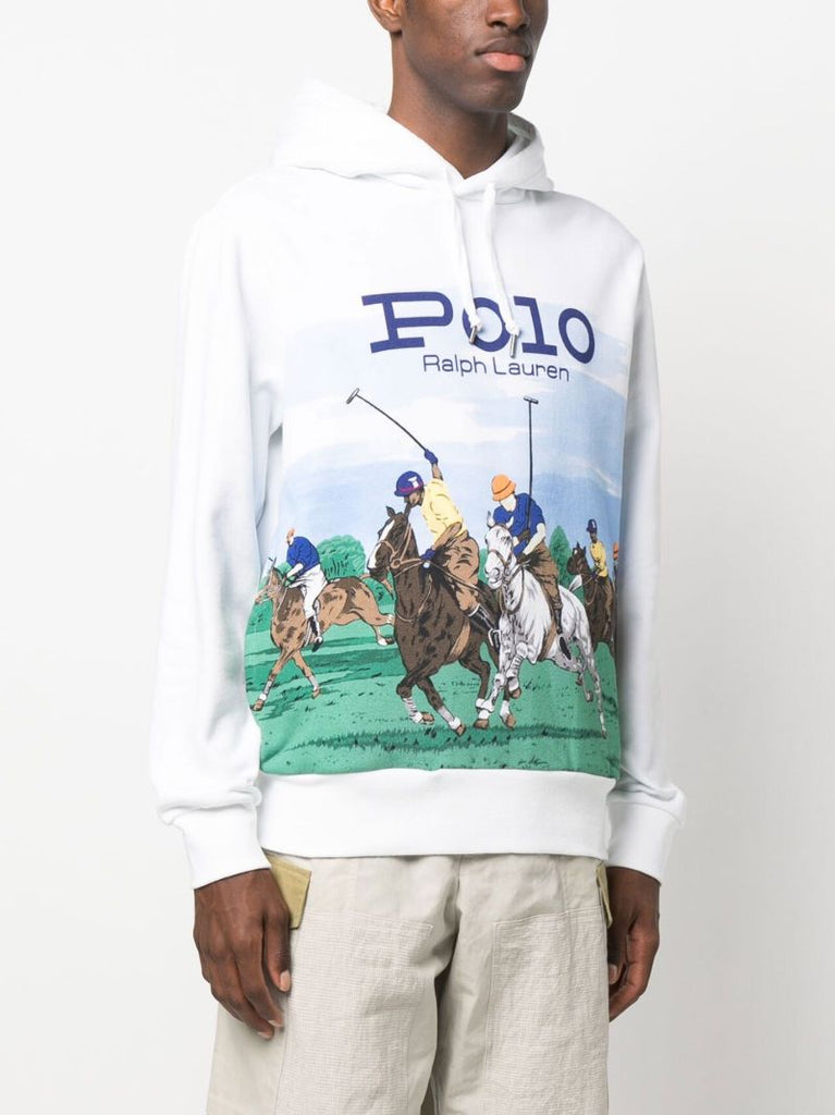 White Polo Match Fleece Hoodie