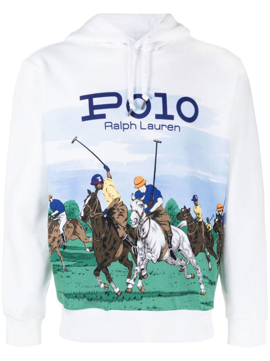 White Polo Match Fleece Hoodie
