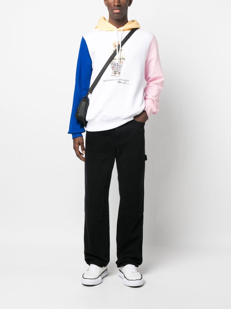 White Polo Bear Colourblock Fleece Hoodie