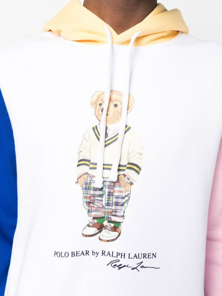 White Polo Bear Colourblock Fleece Hoodie