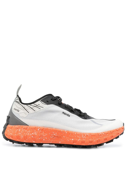 Grey and Orange 001 G+ Spike Sneakers