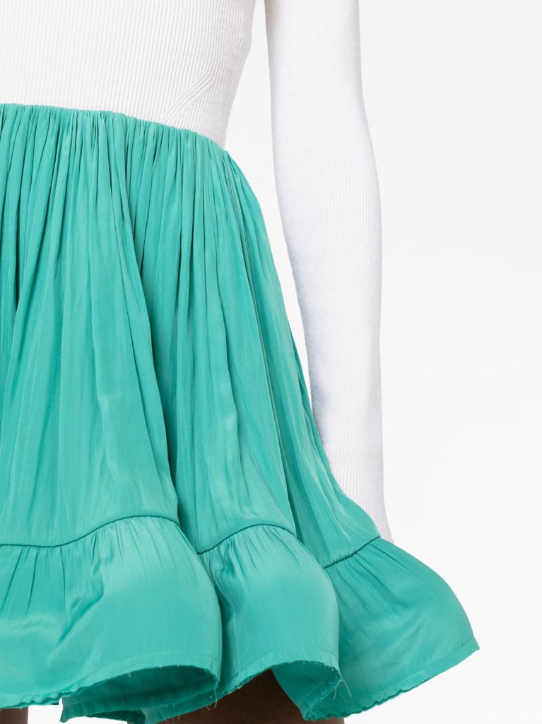 Green Pleated Mini Skirt