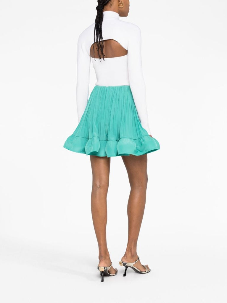 Green Pleated Mini Skirt